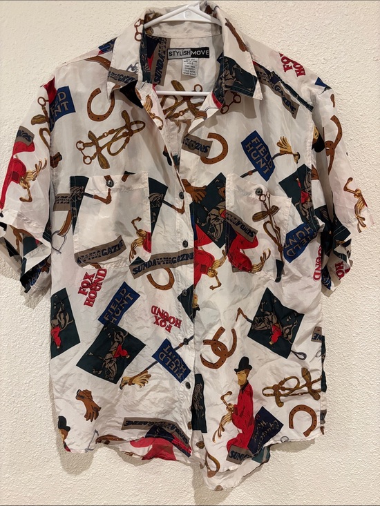 Vintage Tops - 90s‎ silk equestrian top